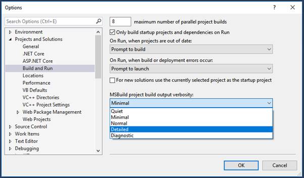 Output verbosity in Visual Studio