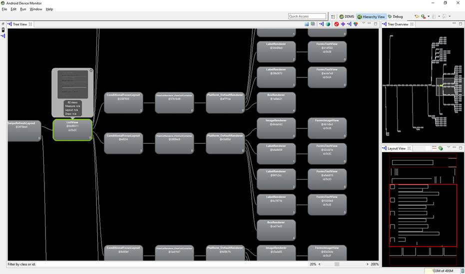 Visual tree without fast renderers