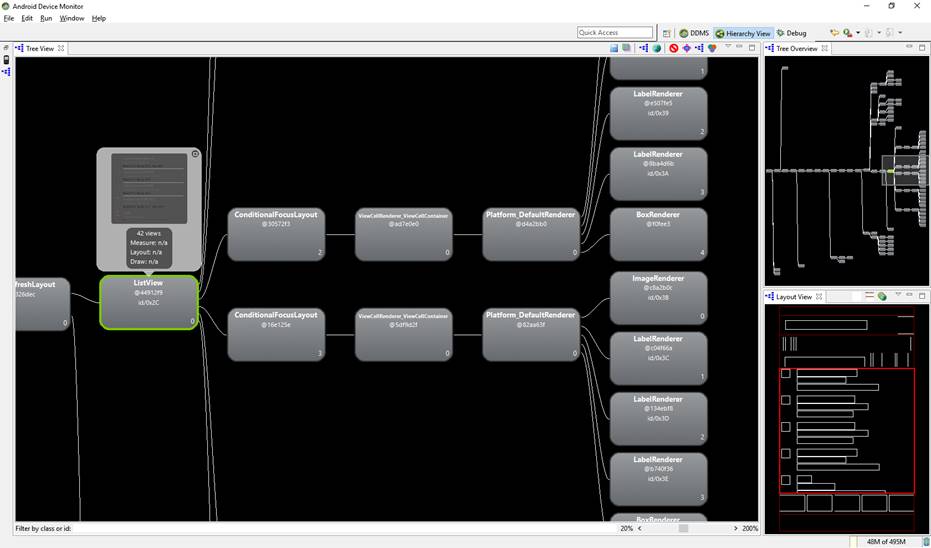 Visual tree with fast renderers