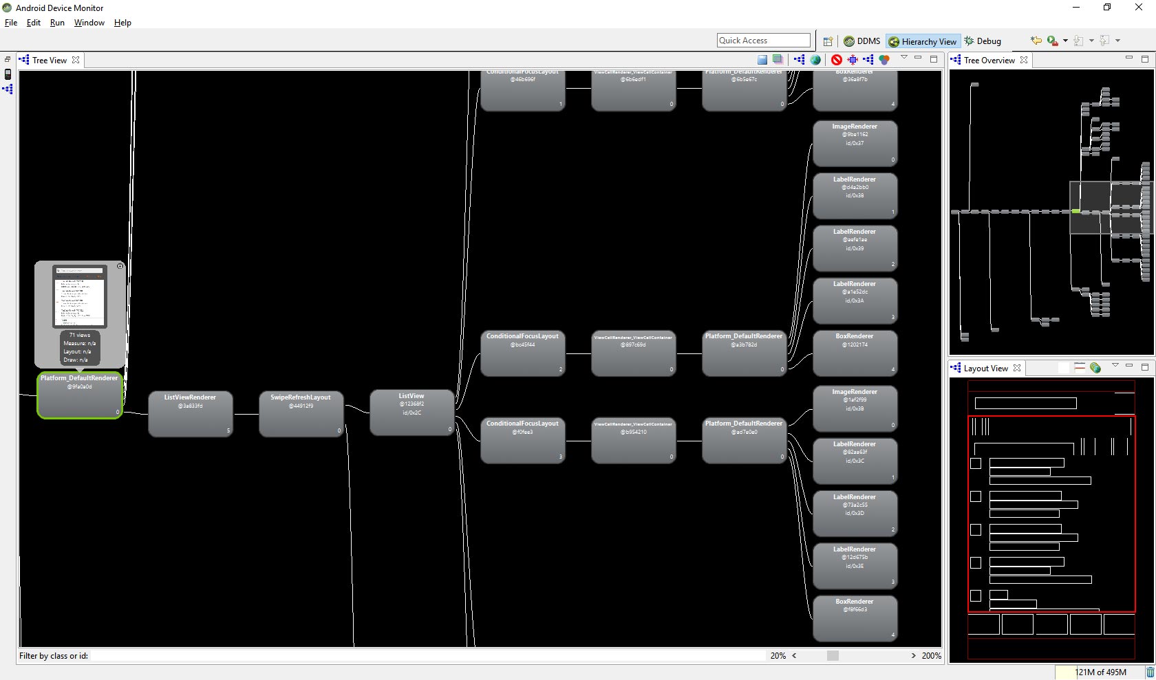 Products page in Hierarchy Viewer with layout compression